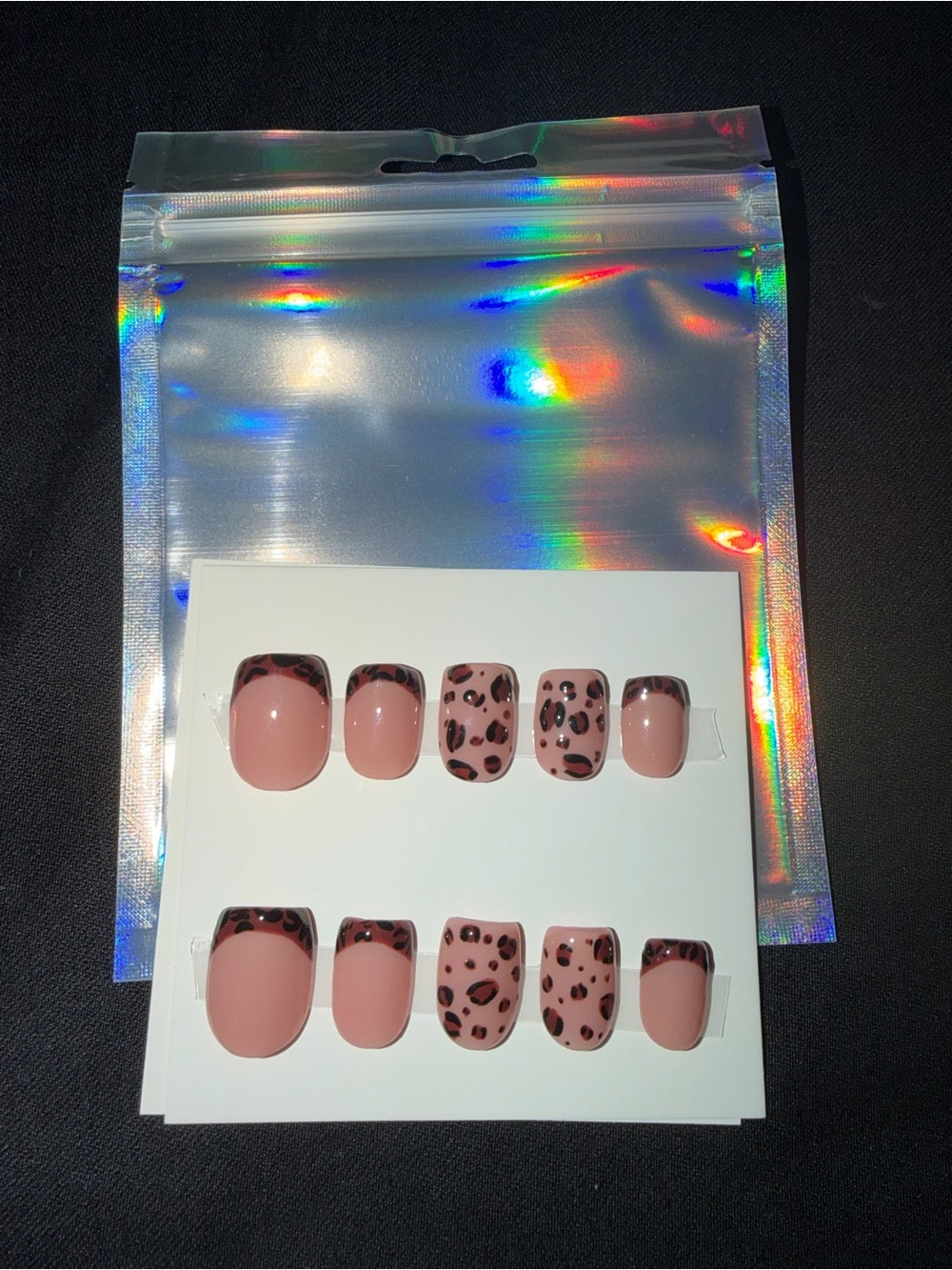 Press-On Nail Set - Leopard Print Accent